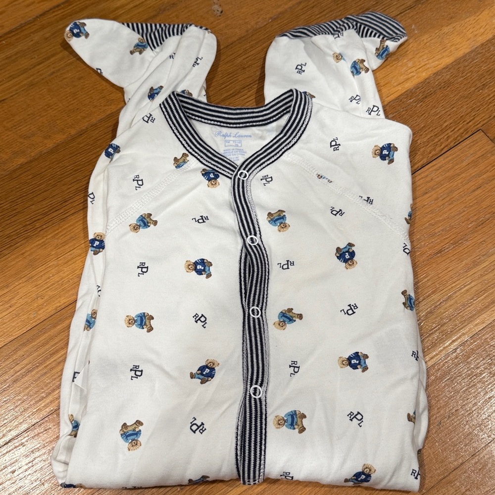 Ralph Lauren White and Navy Kids Footie
